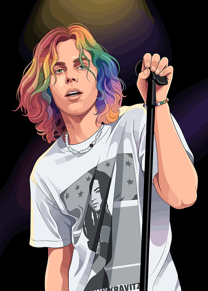 The Kid LAROI with Rainbow Hair