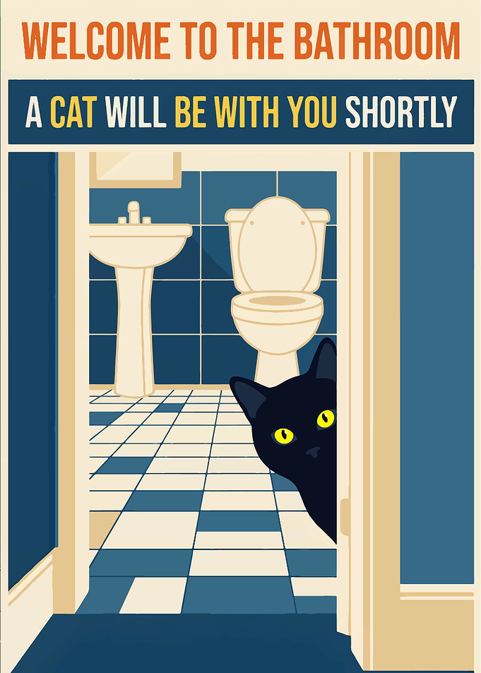 Cat in the Bathroom Poster
