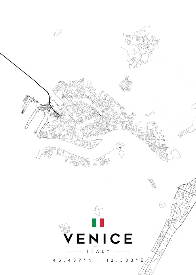 Venice Italy Map Minimalist Design