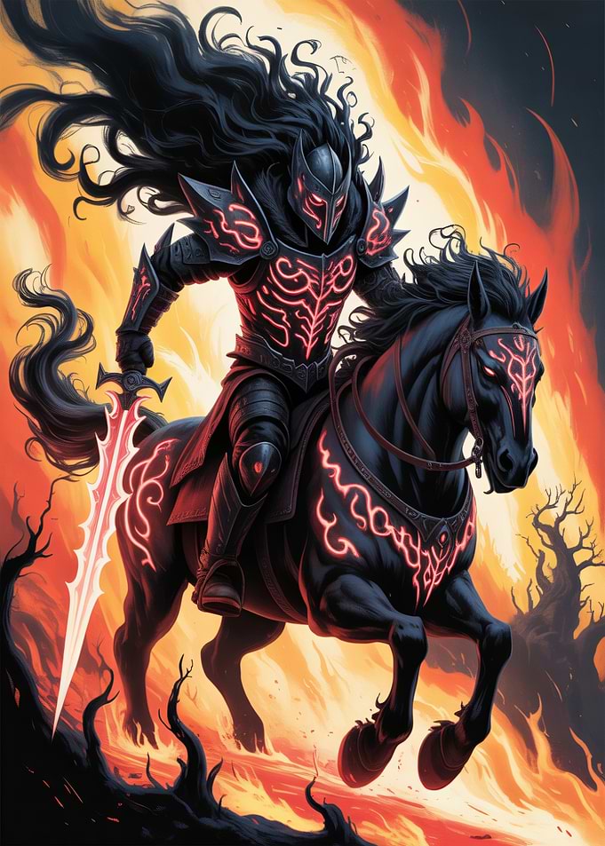 Dark Knight on Fiery Horse