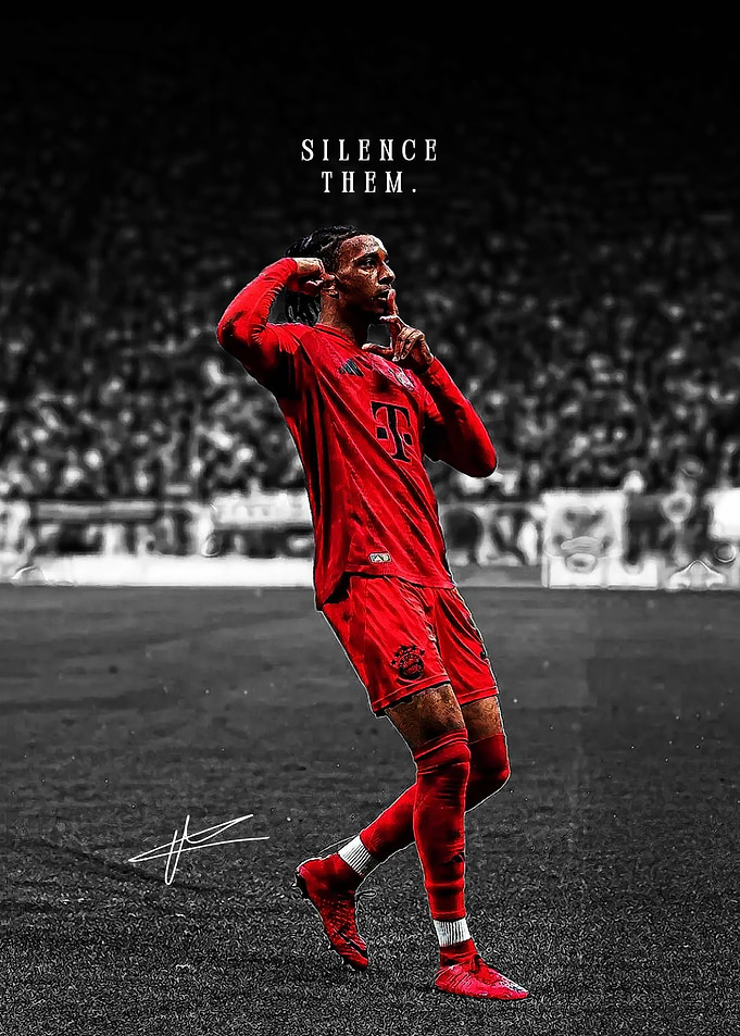 Footballer in Red Kit Silencing Crowd