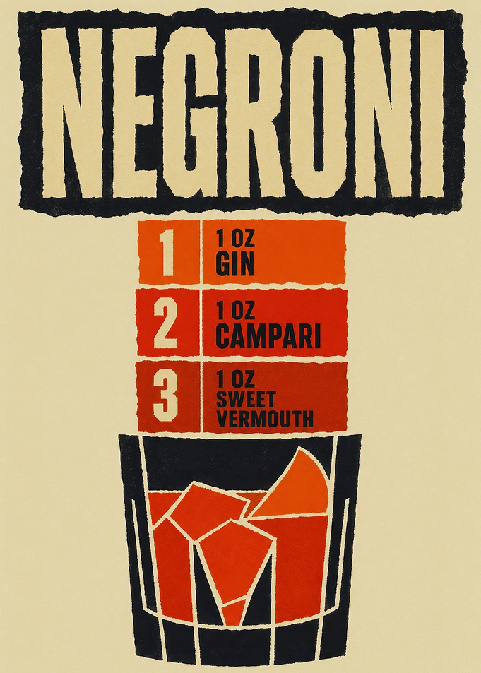 Negroni Cocktail Recipe Illustration