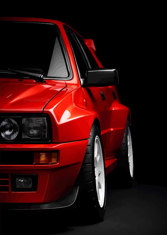 Red Lancia Delta Integrale on Black Background