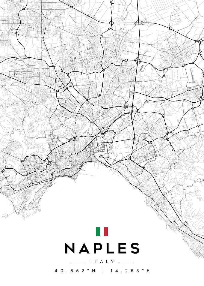 Naples Italy Map Minimalist Ink