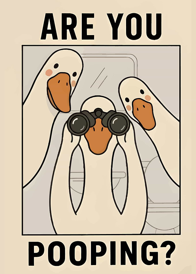 Ducks with Binoculars Asking 'Are You Pooping?'