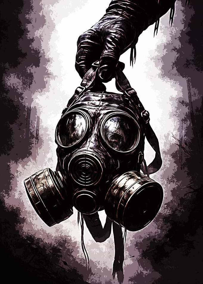 Hand holding a gas mask stalker 2