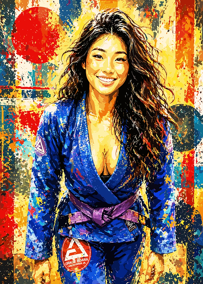 Jiu-Jitsu Practitioner in Vibrant Art Style