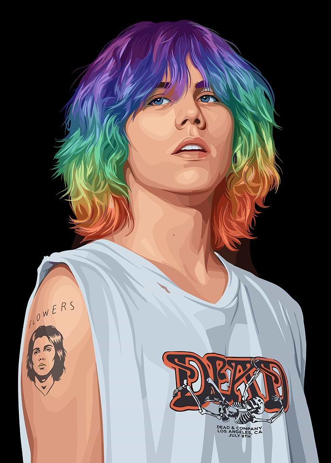 The Kid LAROI with rainbow hair