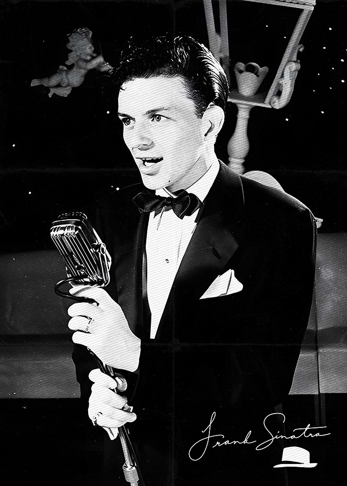 Frank Sinatra Singing into Microphone