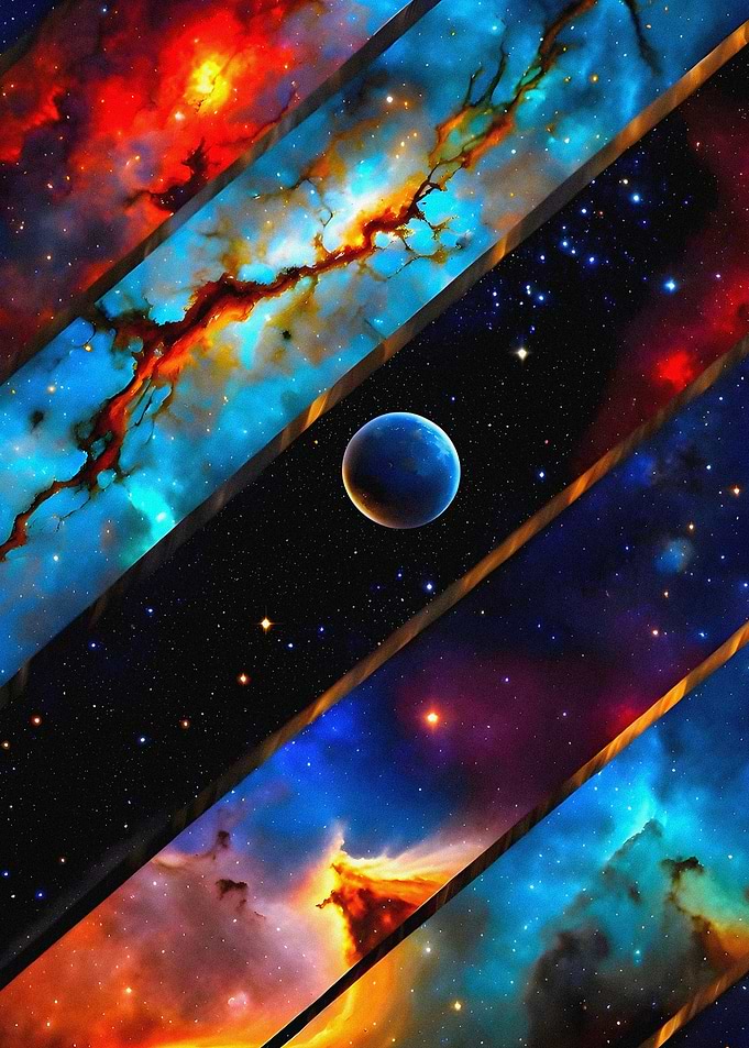 Collage of Nebulae and Planets