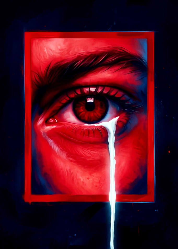 Close-up of a Crying Red Eye