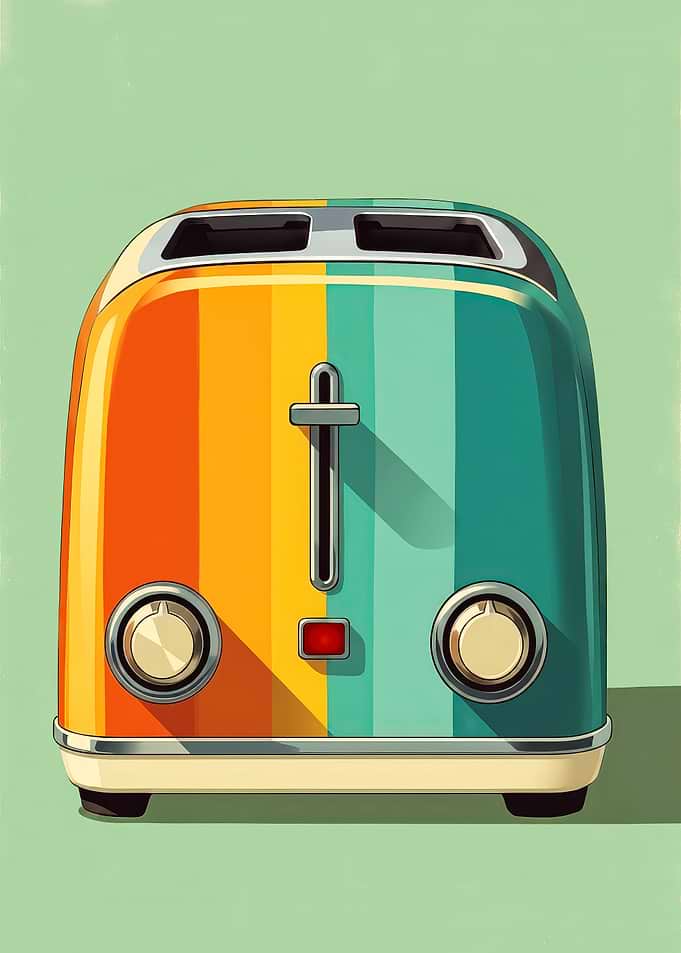 Retro Toaster Kitchen Art - Mid Century Modern Decor - Vintage Kitchen Gift