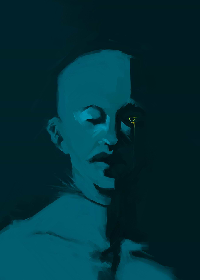 Moody Portrait with Yellow Tear