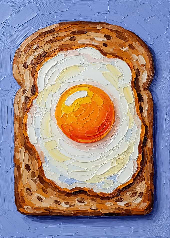 Fried Egg on Toast Painting