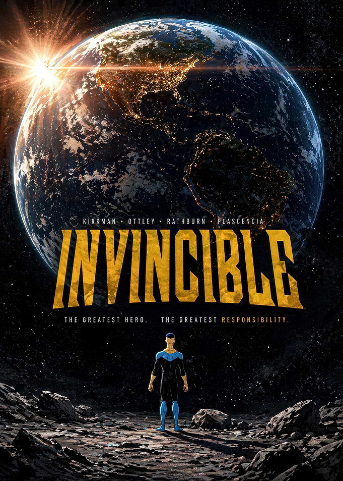 Invincible Poster with Earth and Superhero