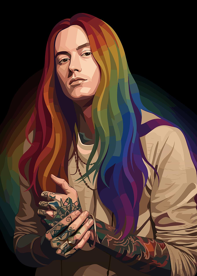 Noah Sebastian with Rainbow Hair