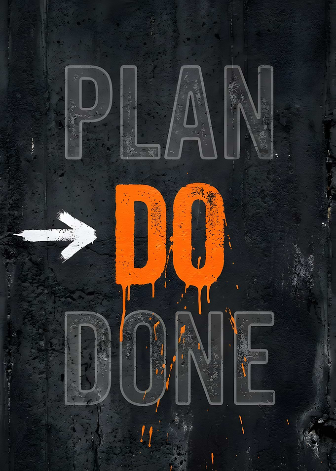 Plan Do Done motivational Productivity text art