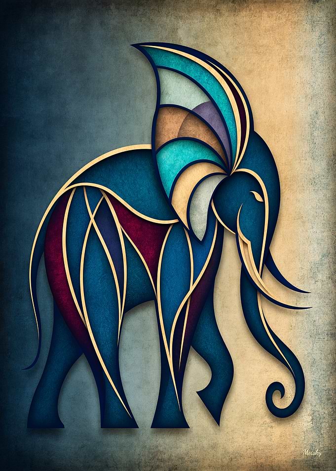 Art Deco Elephant – Geometric Abstract Wall Art
