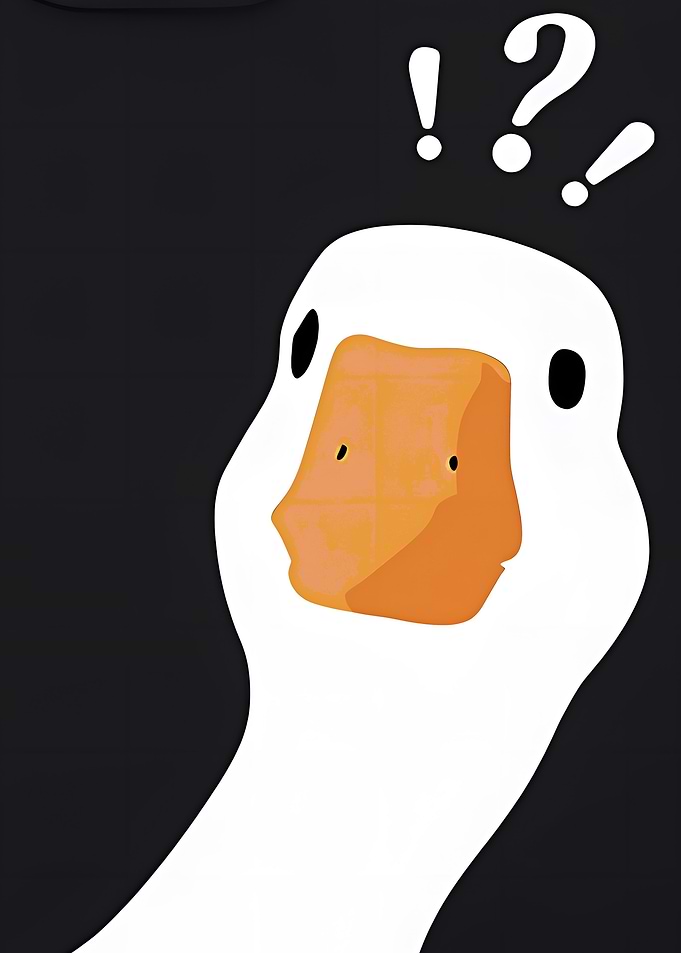 Confused Goose with Exclamation and Question Marks