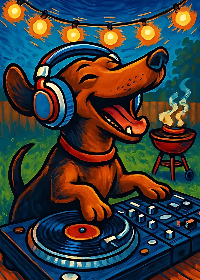 DJ Dog at a Backyard BBQ