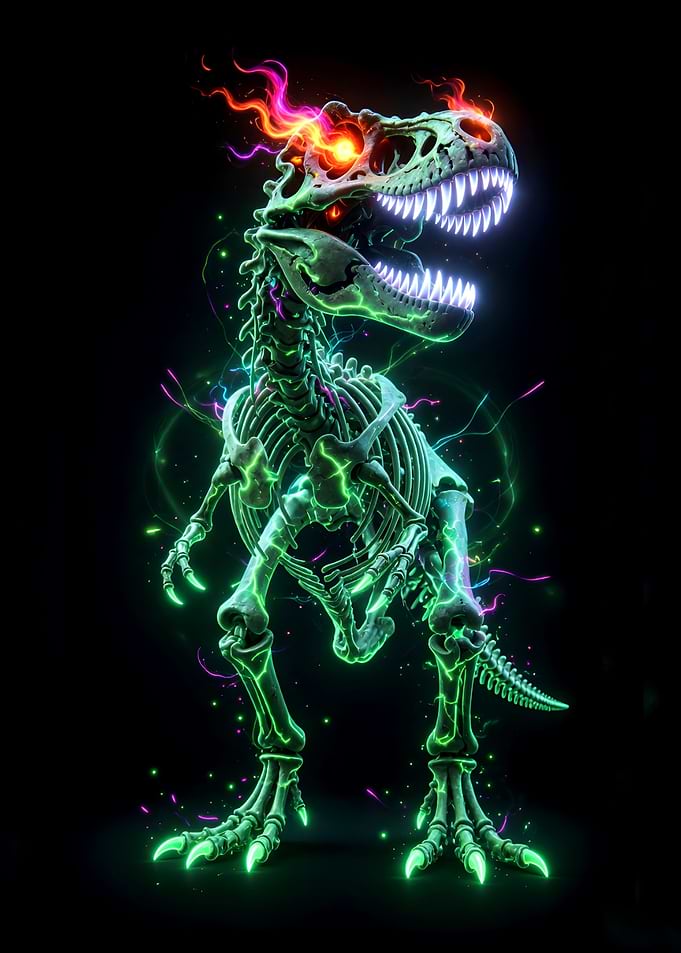 Glowing T-Rex Skeleton