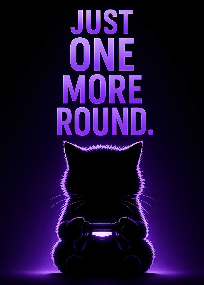 Gaming Cat Just One More Round