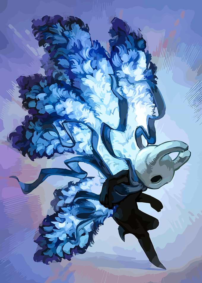 Blue Creature with Masked Figure