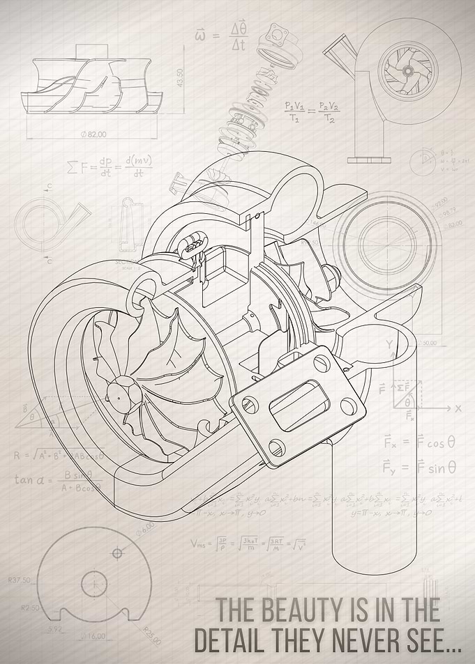 Beauty of Details -Turbocharger Technical Drawing