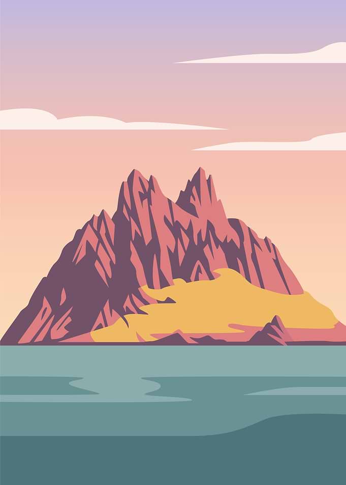Mountain Island at Sunset