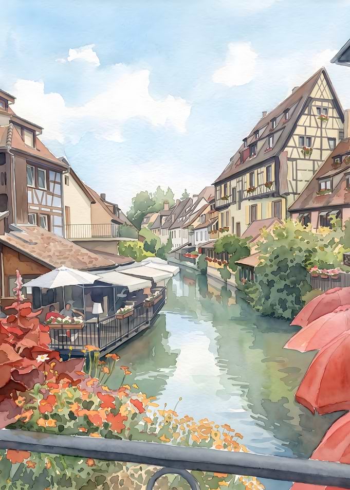 Watercolor painting of Colmar France