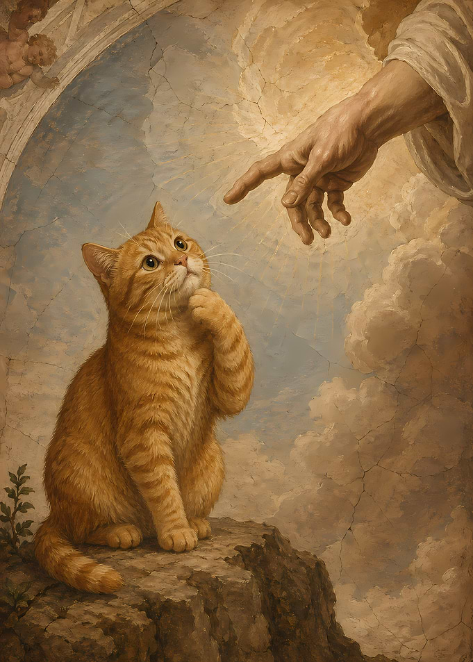 God Creating an Orange Cat