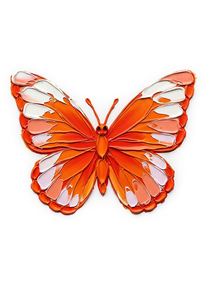 Textured Orange Butterfly Painting