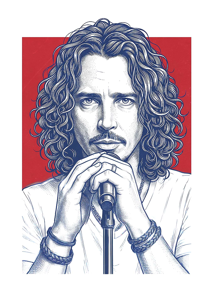 Chris Cornell Portrait with Microphone