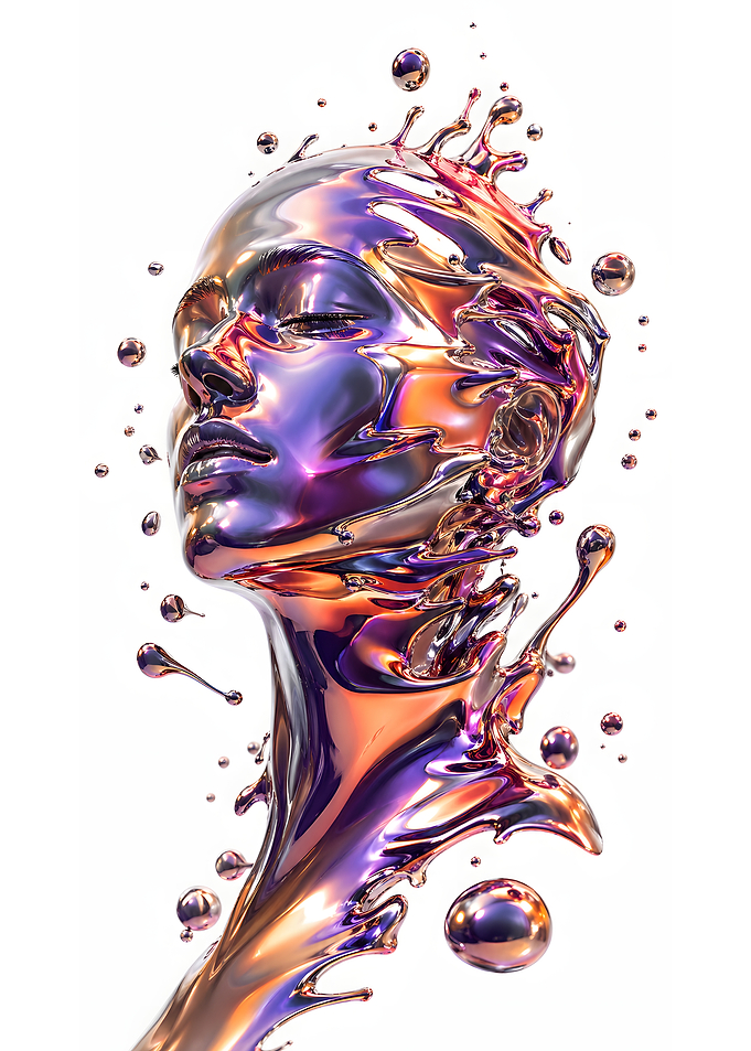 Liquid Metal Face Sculpture