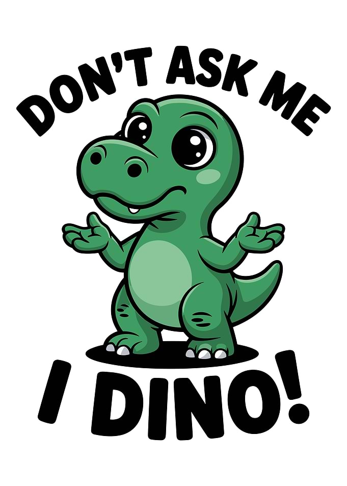 Cute Dinosaur 'I DINO!' Text Art