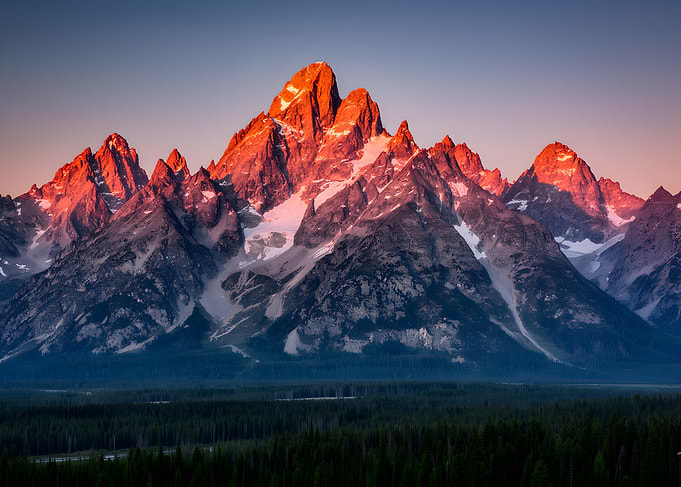 Sunrise Over Grand Teton Mountains