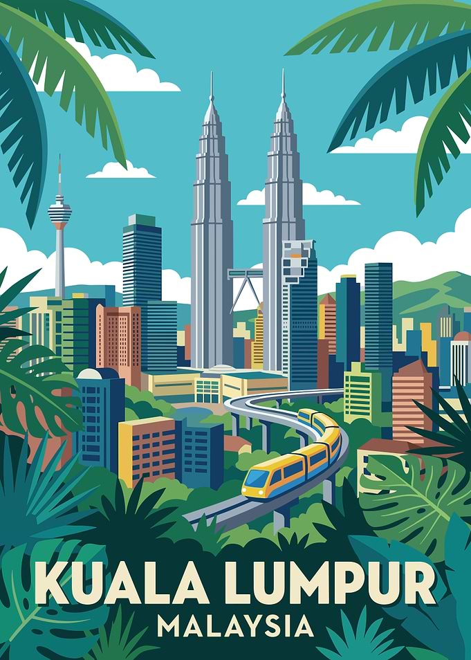 Kuala Lumpur Skyline with Train
