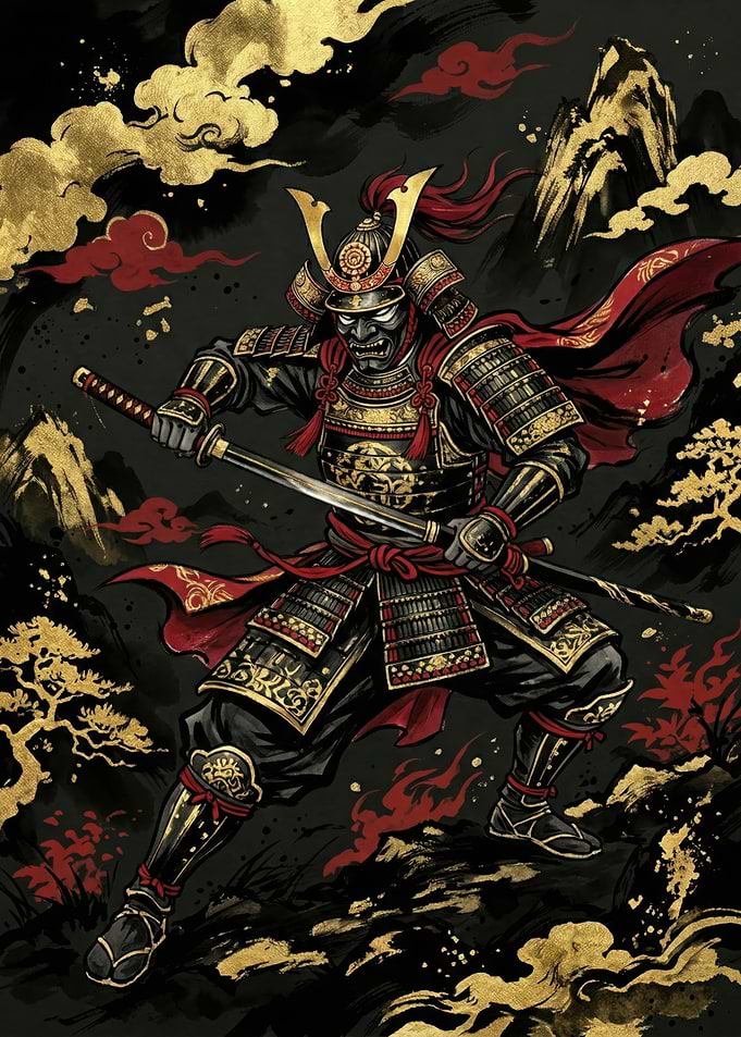 Samurai Warrior in Traditional Armor