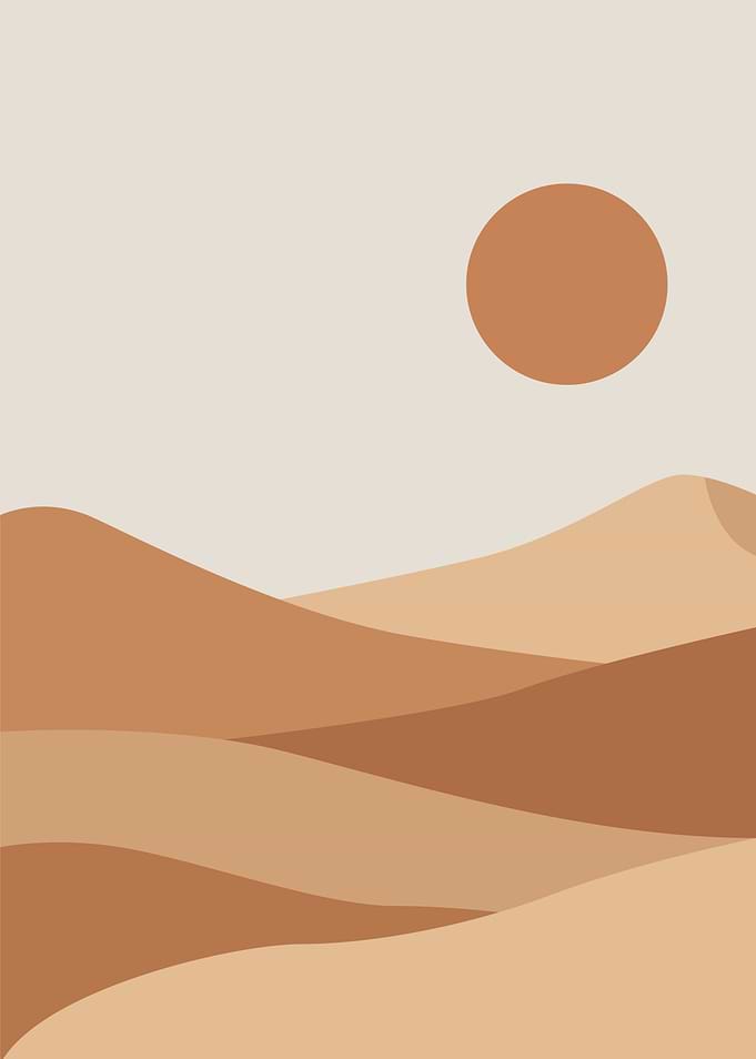 Minimalist Desert Landscape with Sun