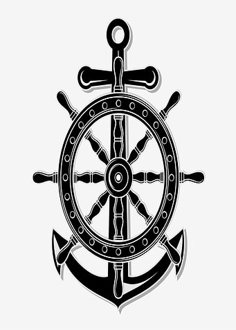 Nautical Anchor and Ship's Wheel