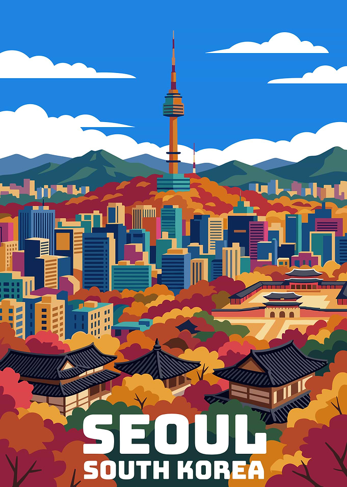 Seoul South Korea Travel Poster