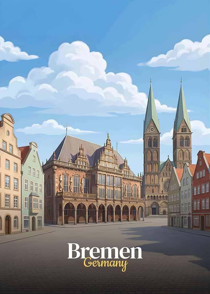 Bremen Cityscape with Town Hall and Cathedral