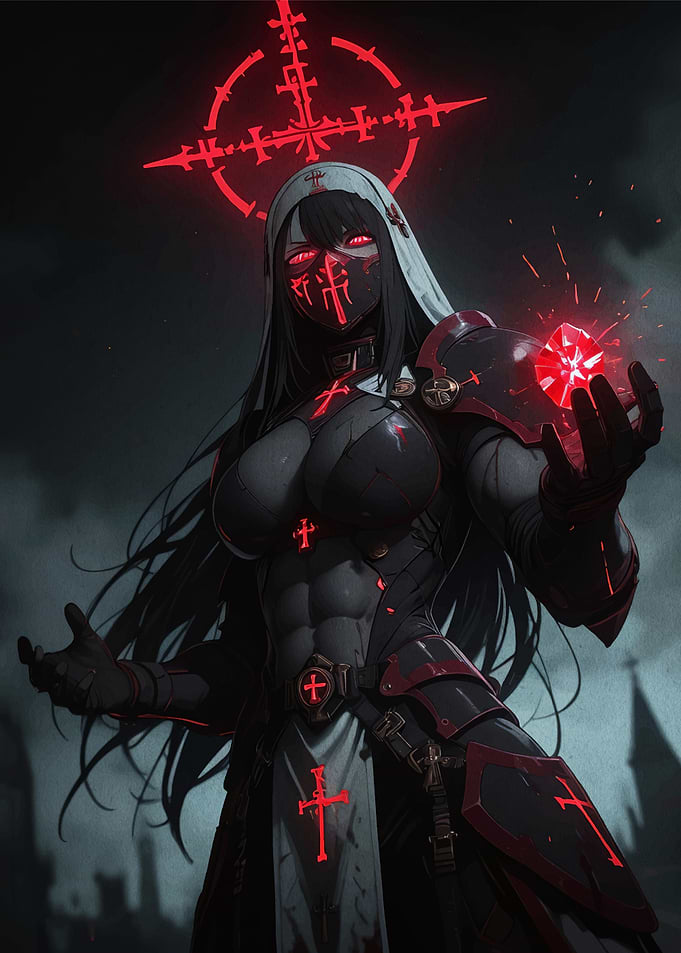 Dark Nun with Red Accents
