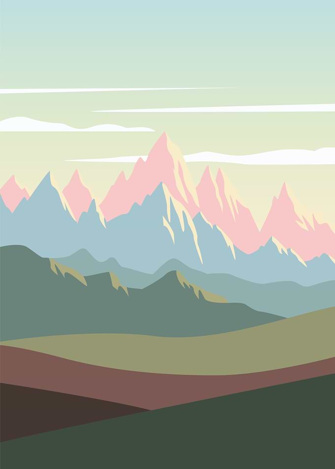 Pastel Mountain Landscape