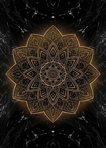 Golden Mandala on Black Marble