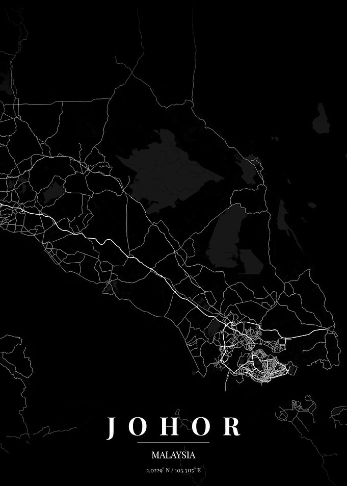 Johor, Malaysia Map Art