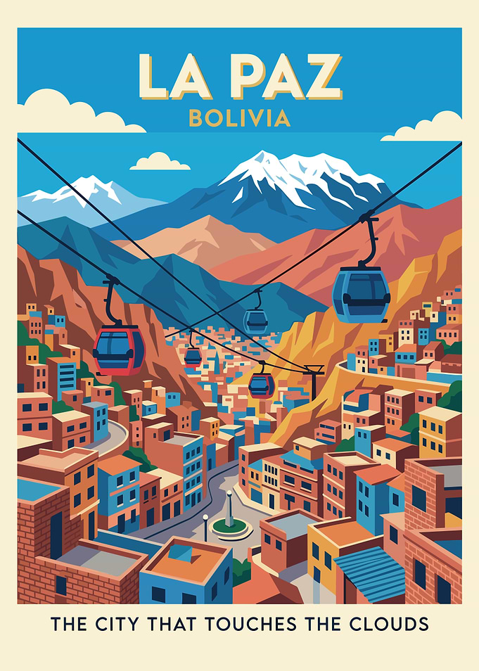 La Paz Cityscape with Cable Cars