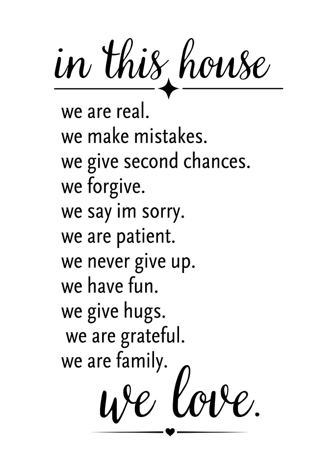 Inspirational House Rules Text Art