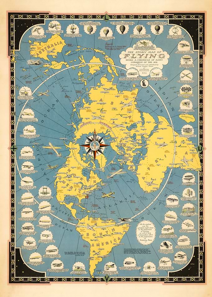 Vintage Map of Flying - 1942