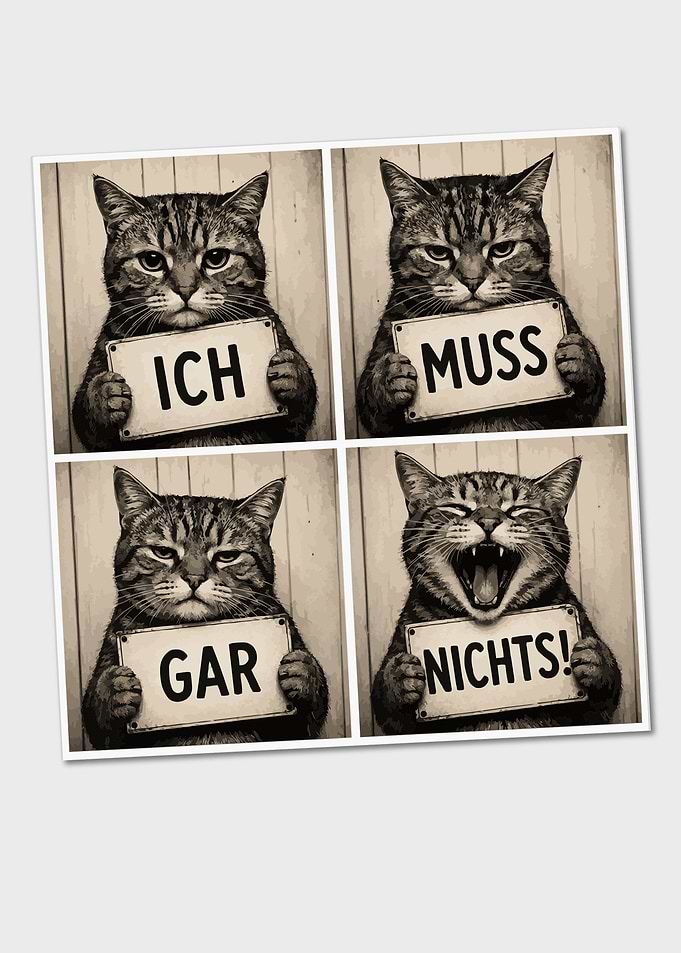 Funny Cats Mugshot 'Ich Muss Gar Nichts'